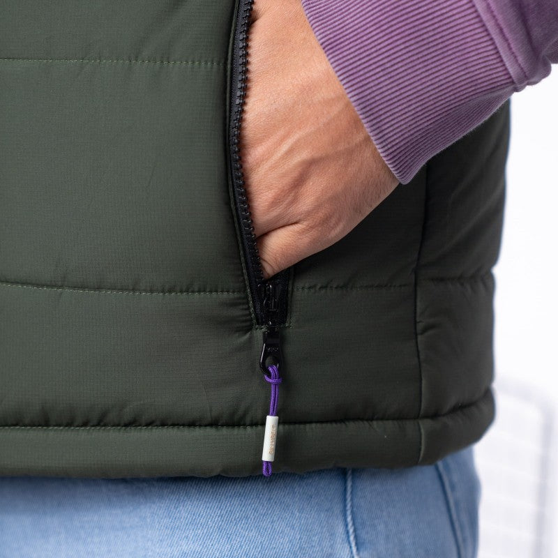 Sleeveless bi-material sherpa jacket - Black green