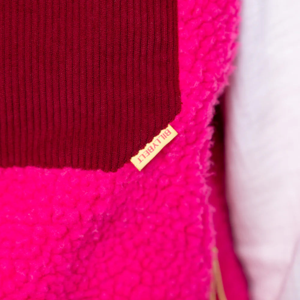 Veste en sherpa femme zippée sans manche - Rose