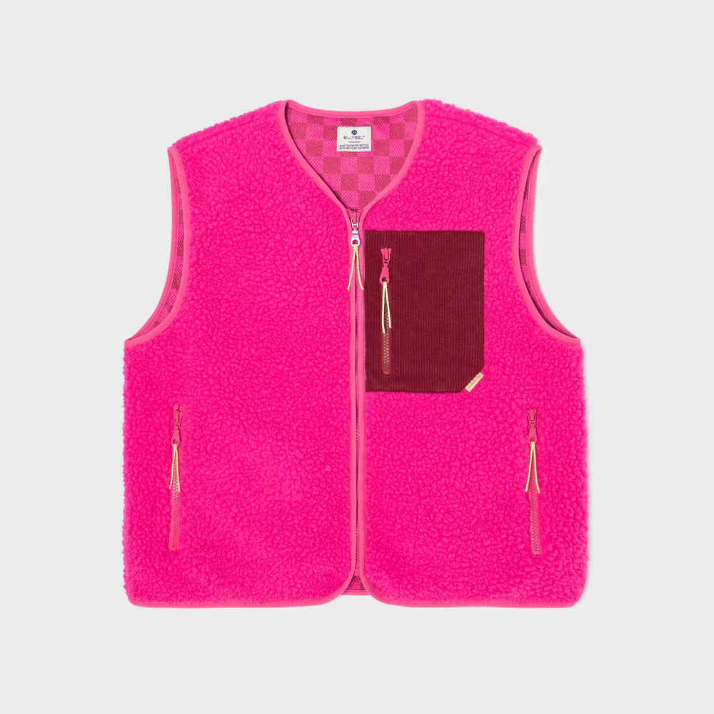 Veste en sherpa femme zippée sans manche - Rose