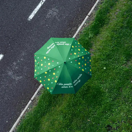 Umbrella I Like People Who Smile when it's Raining Green