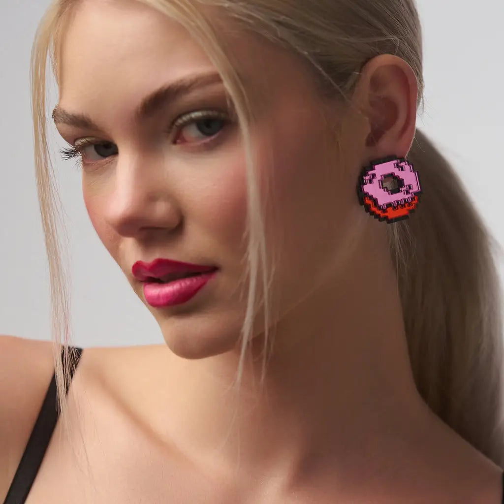 Pixel Donut Earrings