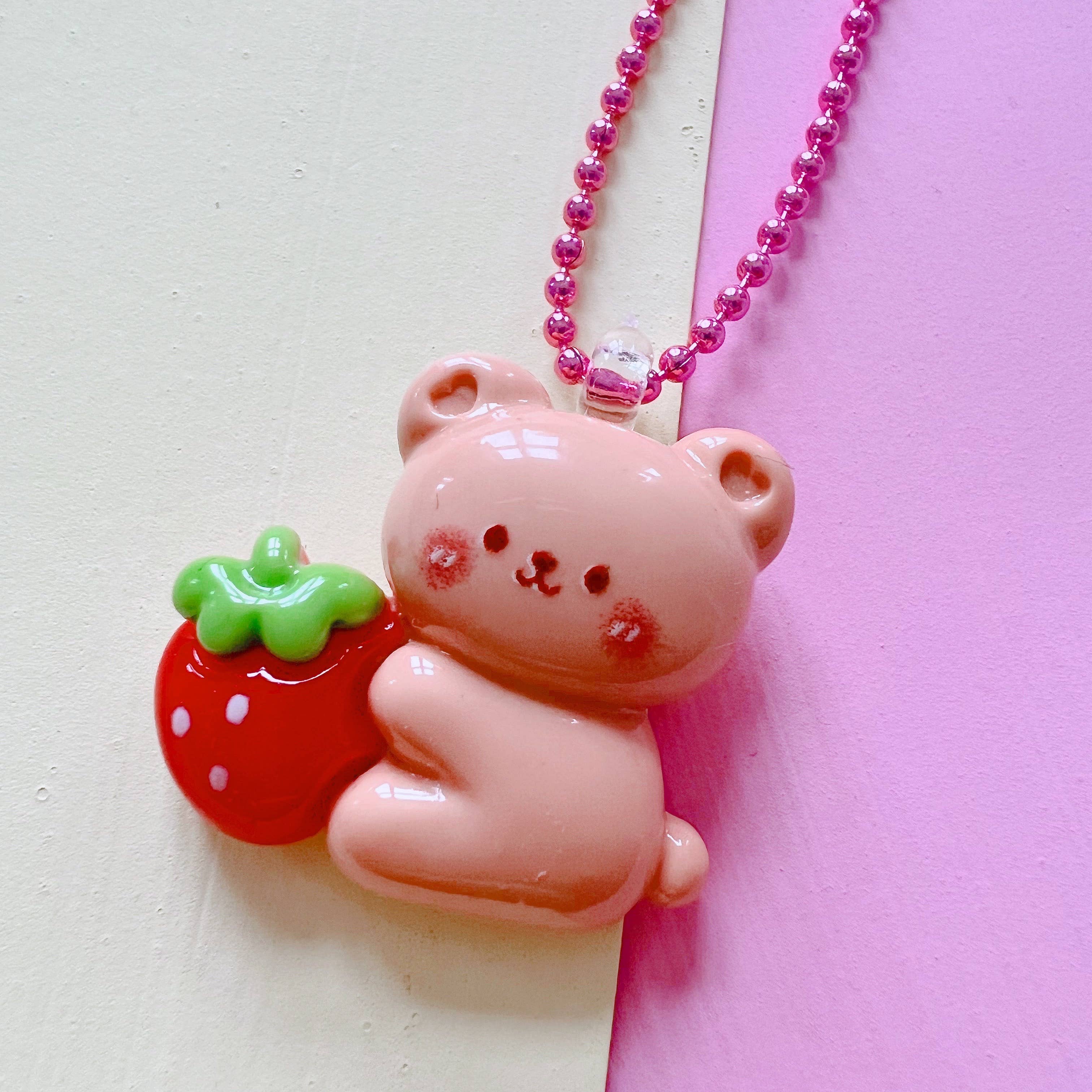 Collier Enfant Pop Cutie Ours Fraise