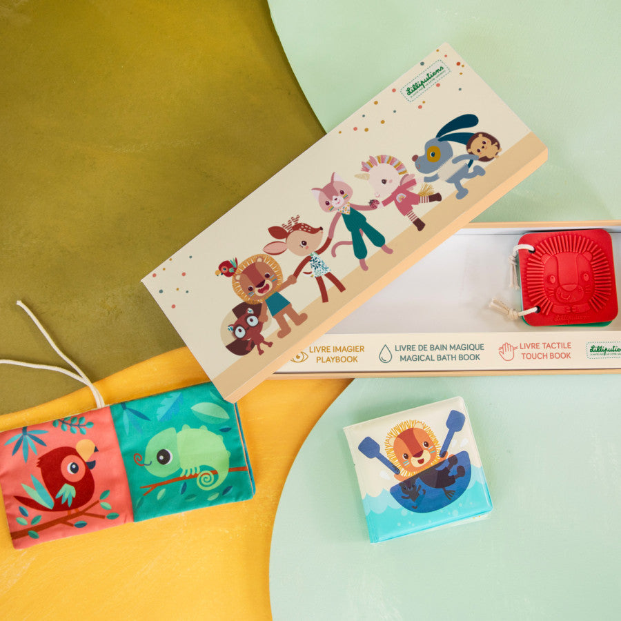 Set de Naissance. 3 livres sensoriels Jungle