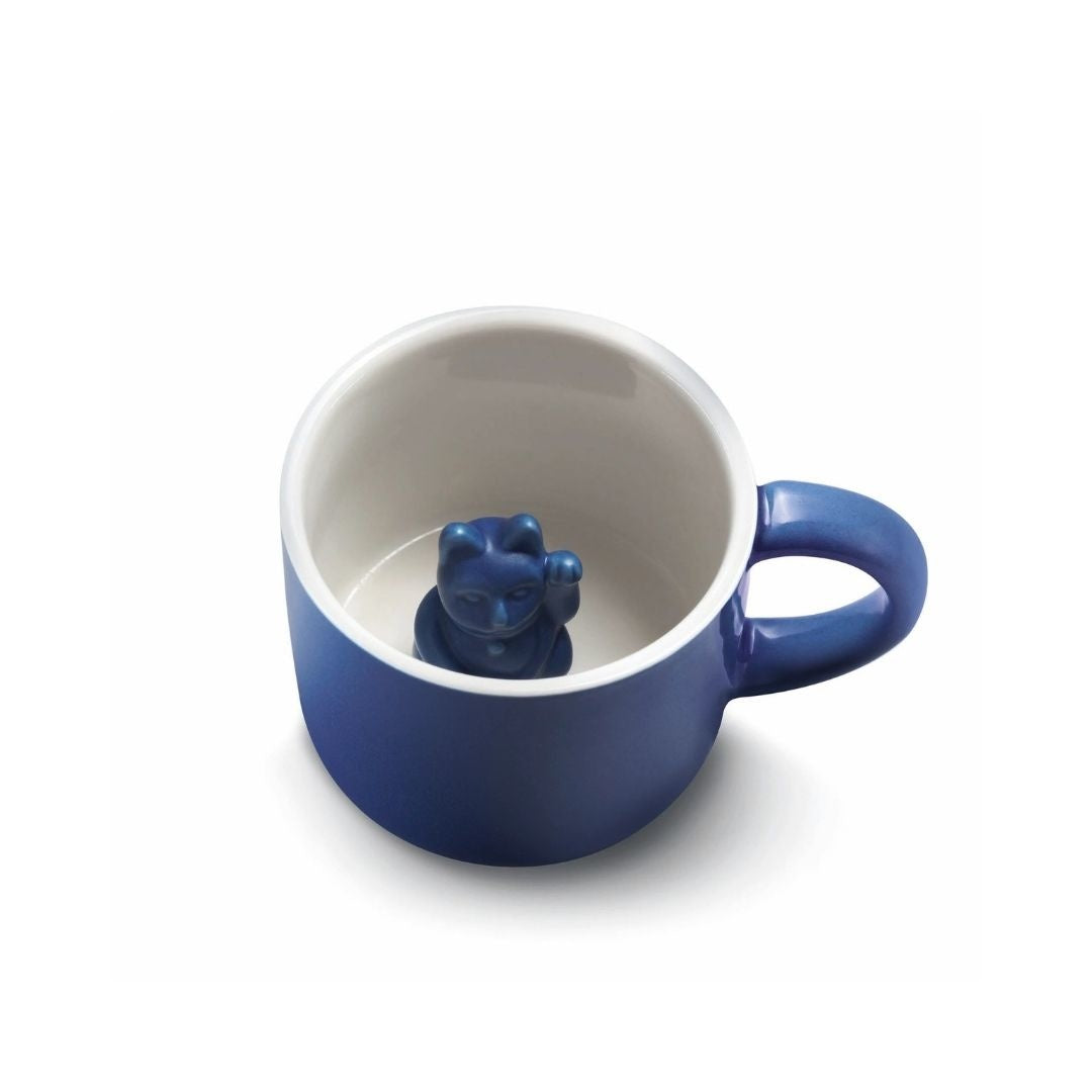 Tasse Porte-bonheur Maneki Neko Bleu Foncé