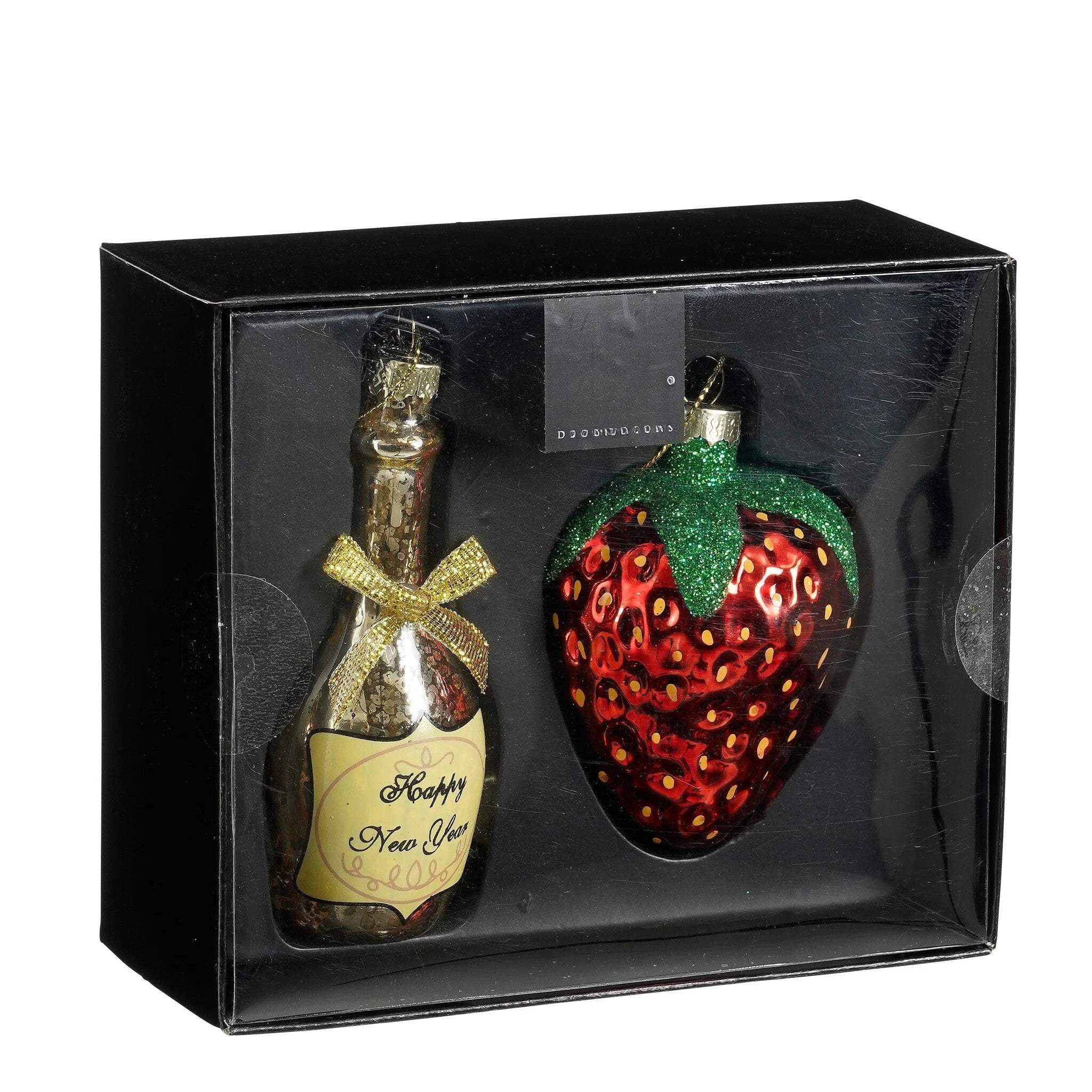 Set of 2 Christmas baubles - Champagne and strawberry