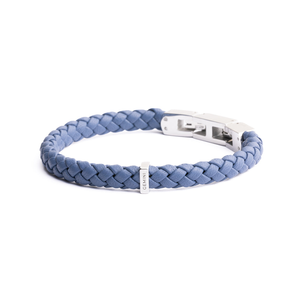 Bracelet Una tresse cuir Light Blue