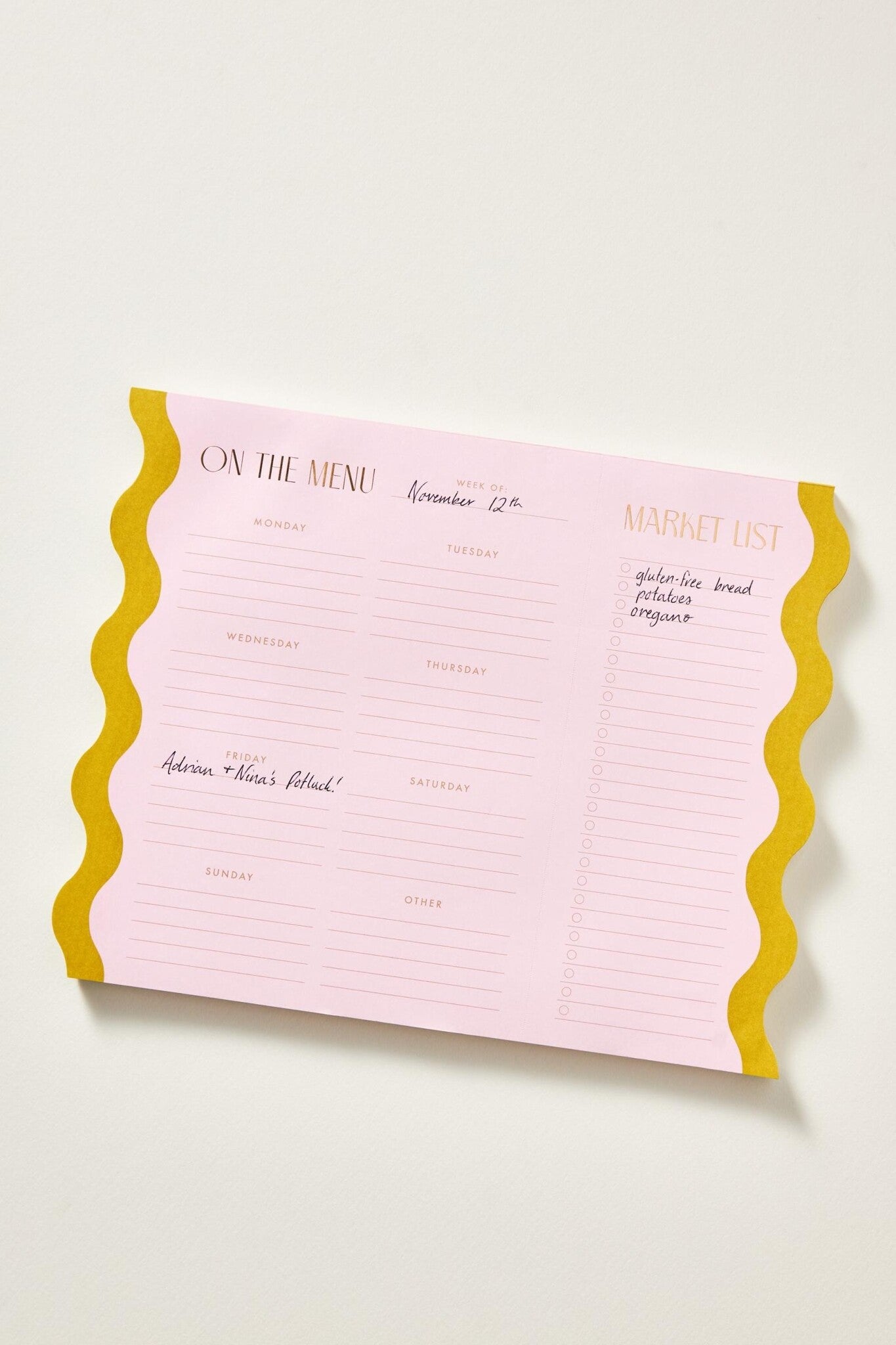 Bloc-notes - Planification des Repas avec Aimants - Rose