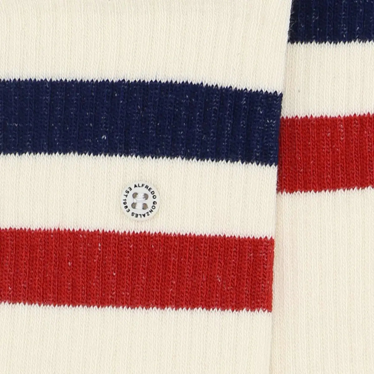 Chaussettes de Sport - Blanc-cassé rouges et bleues marine