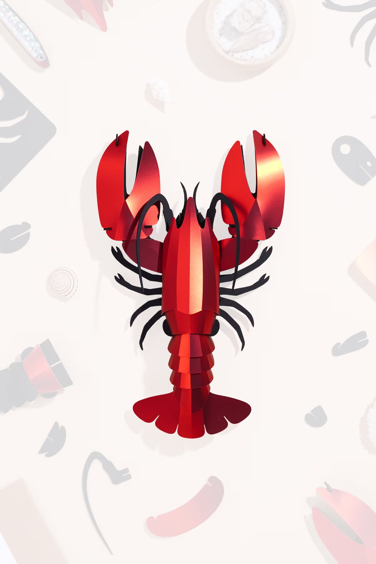 In elkaar te zetten papieren bouwset - Ruby Rode Metalen Kreeft