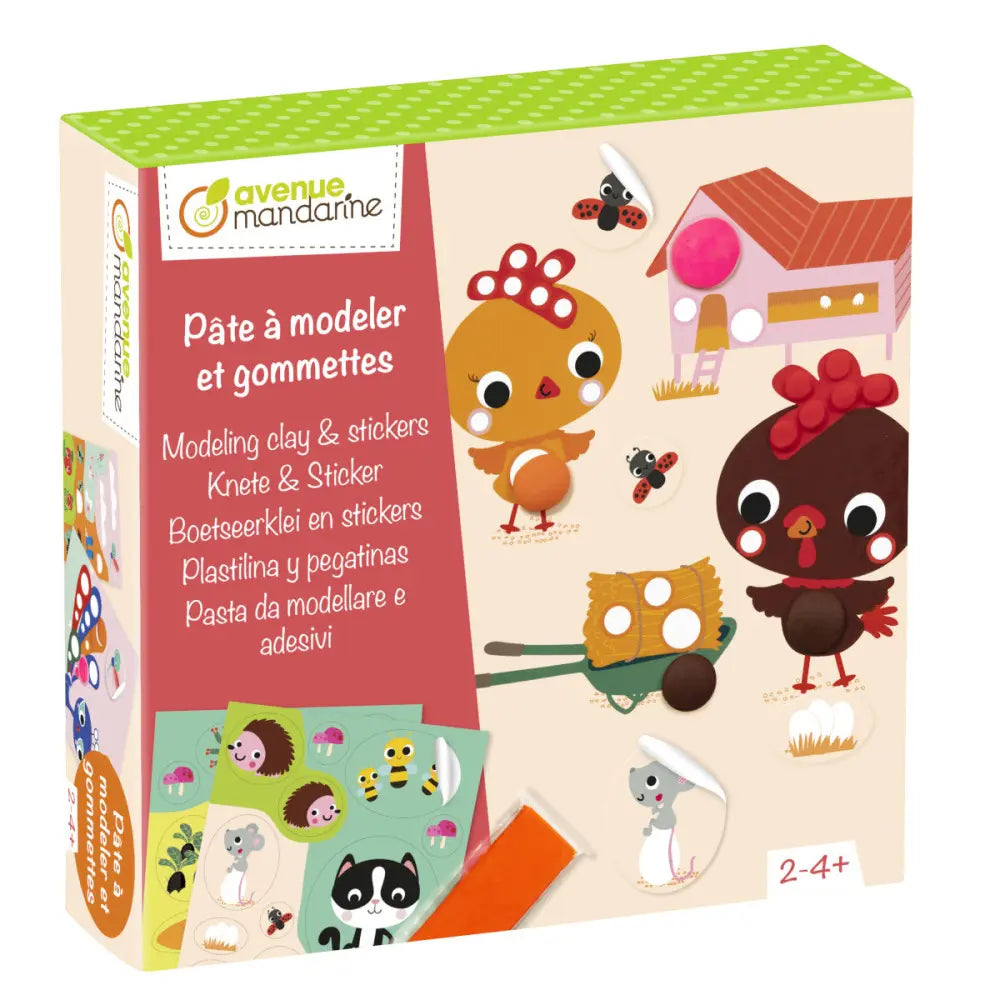 Modeling clay set with plasticine animal stickers