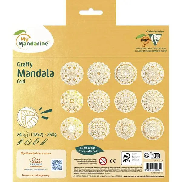 Graffy Mandala kleurplaat - goud