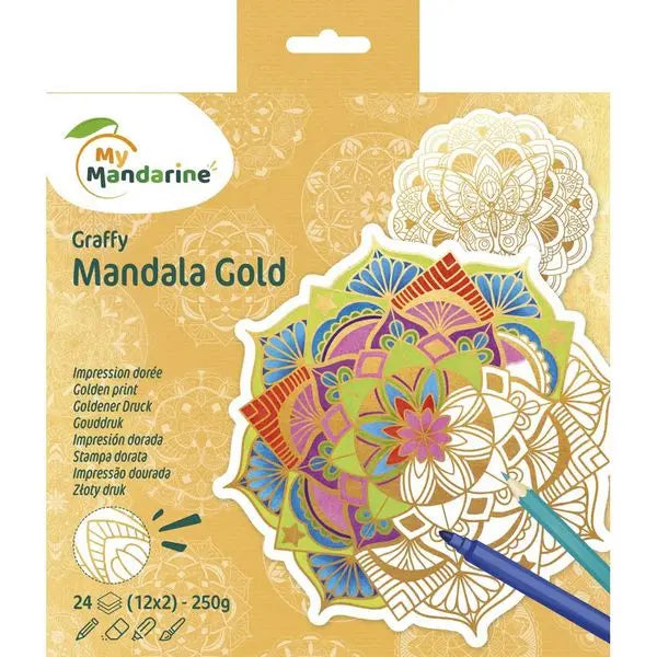 Graffy Mandala kleurplaat - goud