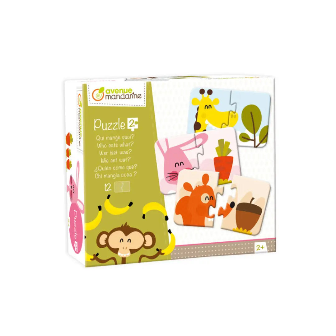 Jeu éducatif Puzzle 2 pièces "Qui mange quoi ?"