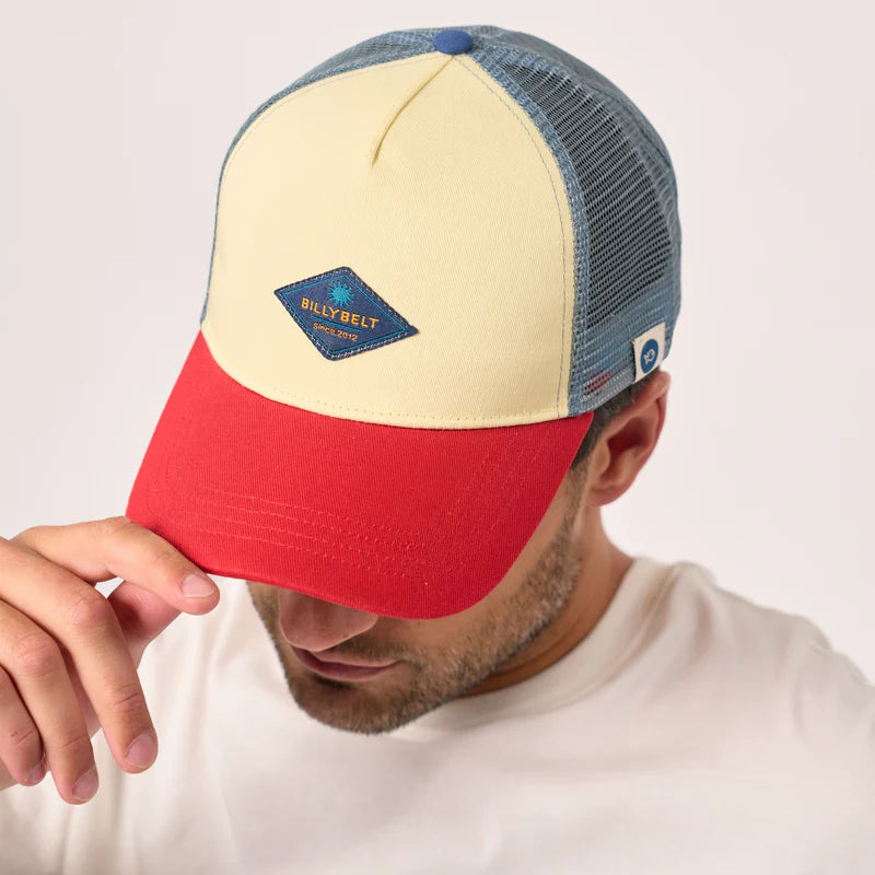 Trucker cotton cap - Yellow and blue