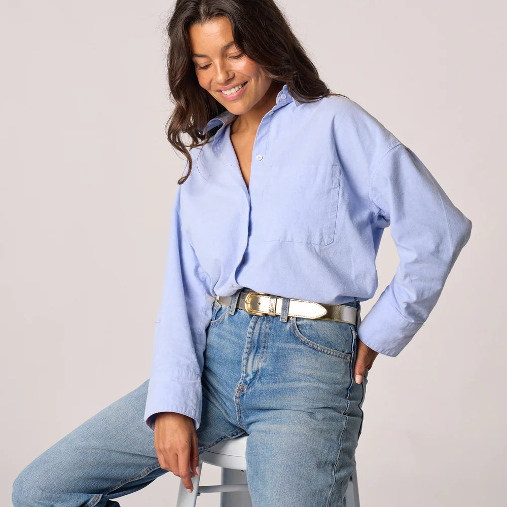 Women's Plain Leather Belt - Gold