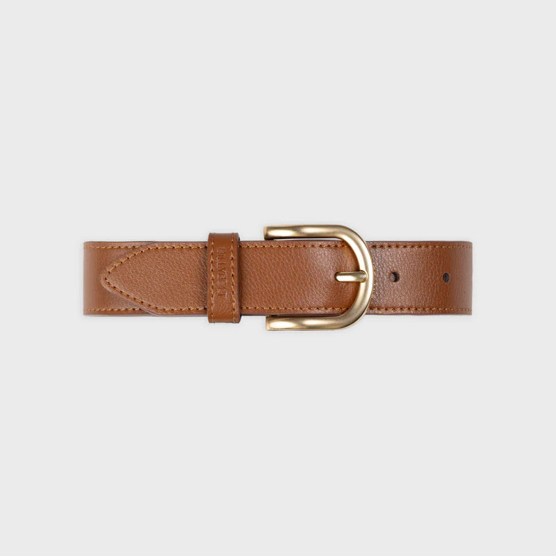 Women's plain leather belt - Brown