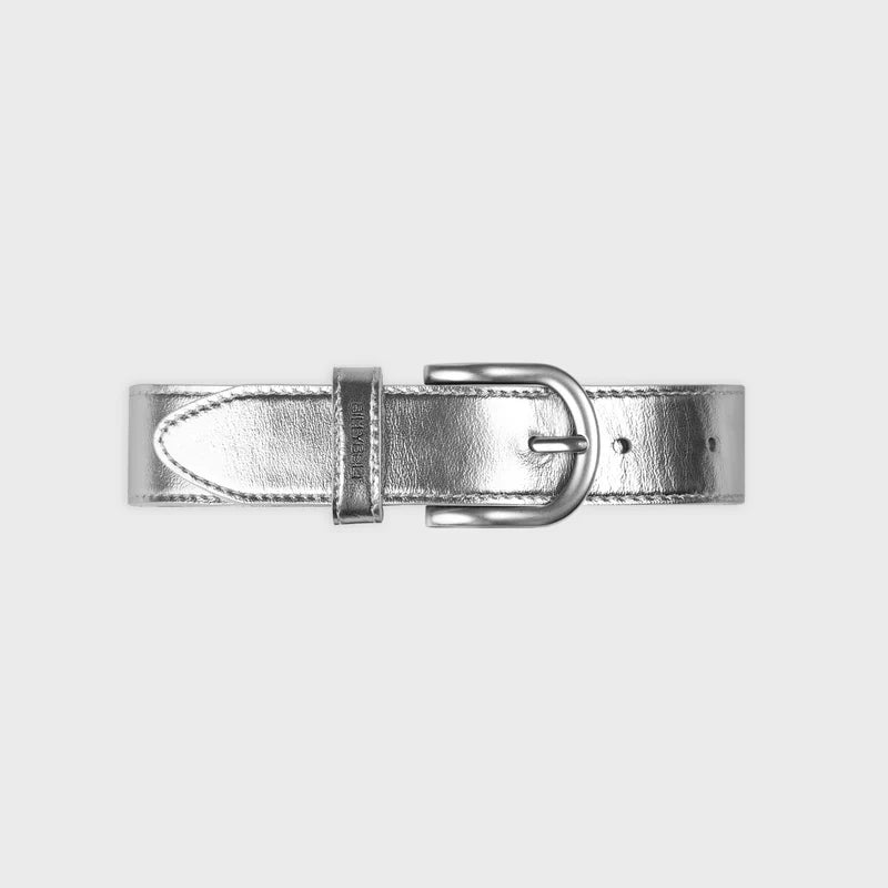 Women's Plain Leather Belt - Silver