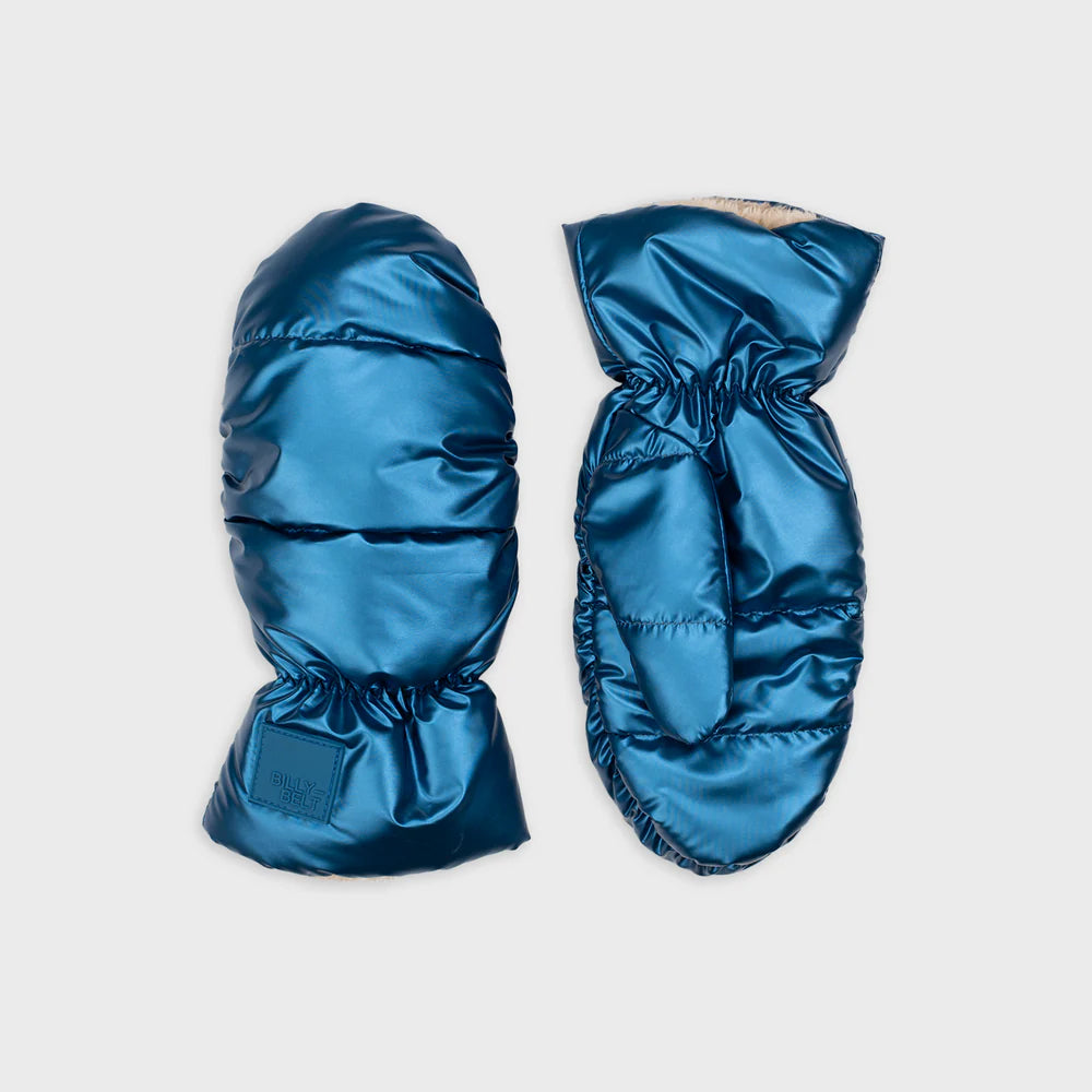 Metallic fleece mittens - Metallic blue
