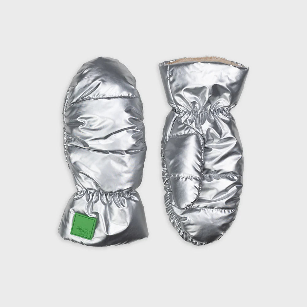 Metallic fleece mittens - Silver
