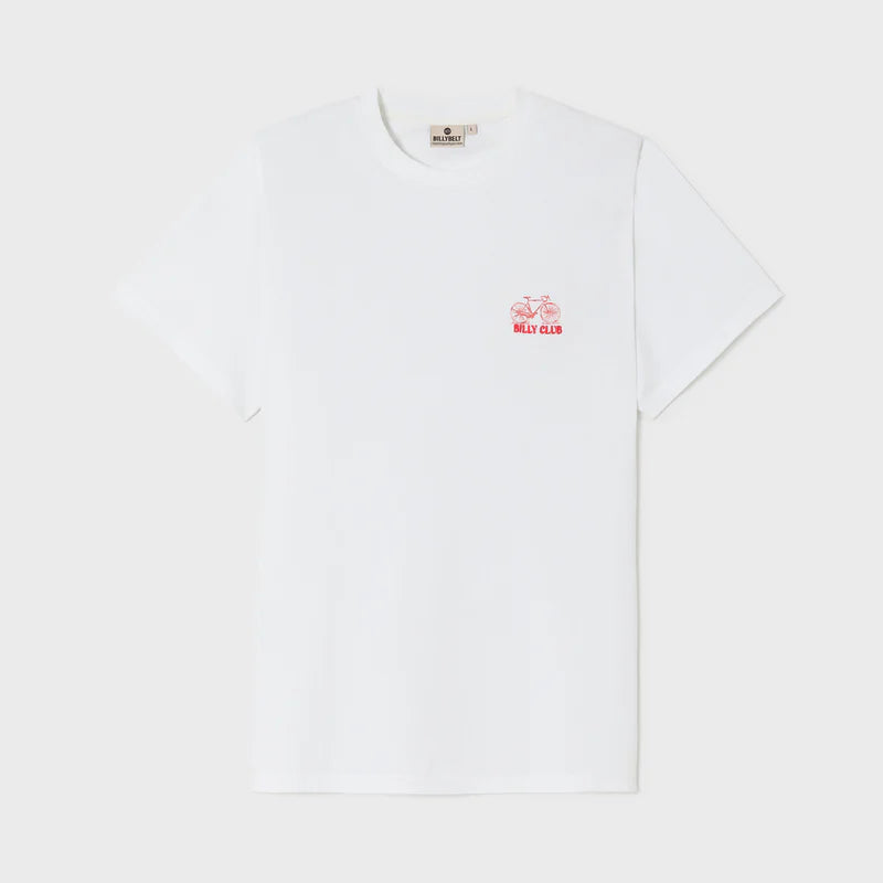 Billyclub T-shirt van 100% biologisch katoen - Wit met fietsborduurwerk