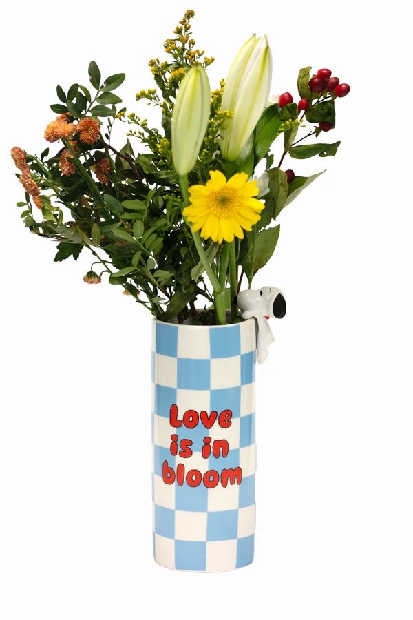 Vase Snoopy Love is Bloom Bleu