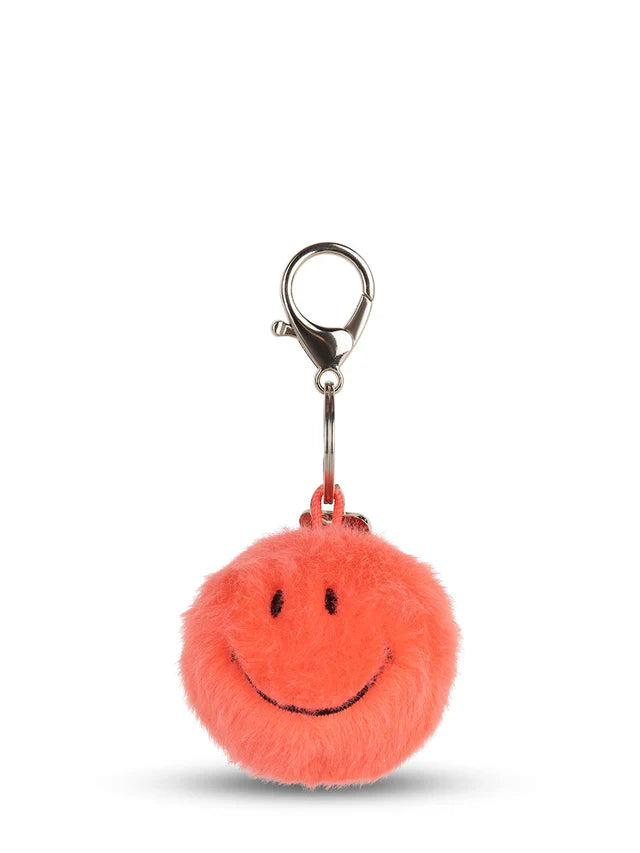 Porte-clef Peluche Smiley ECO Fuzzy Bright Coral