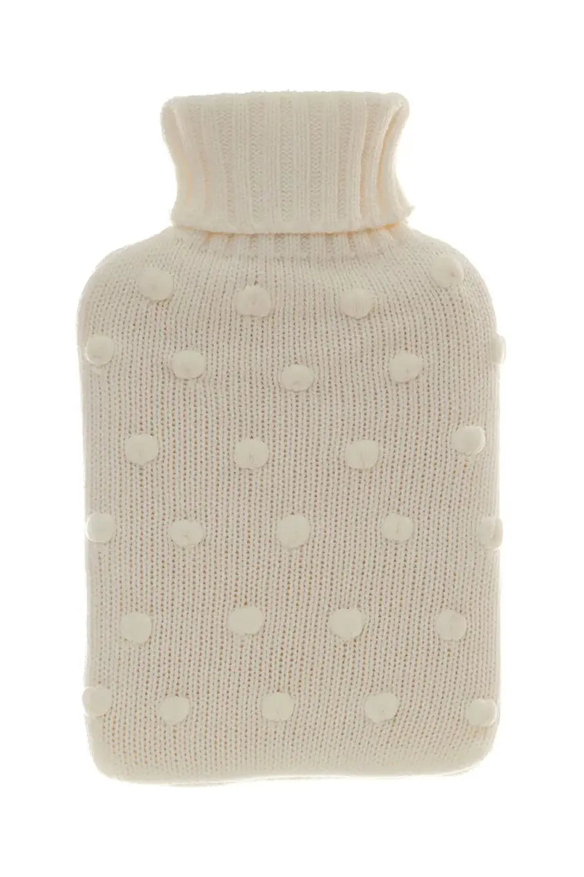 Bouillotte tricotée à pompons