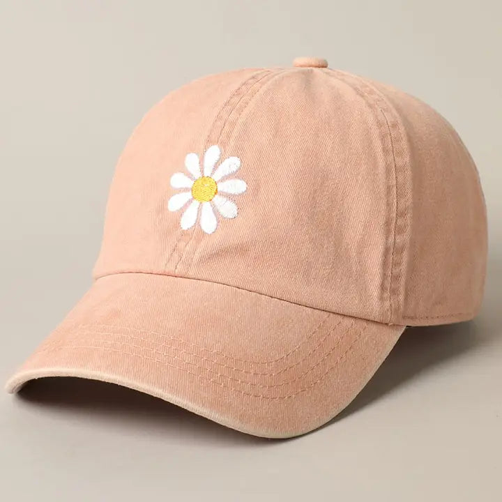 Casquette Daisy brodée - Dusty pink