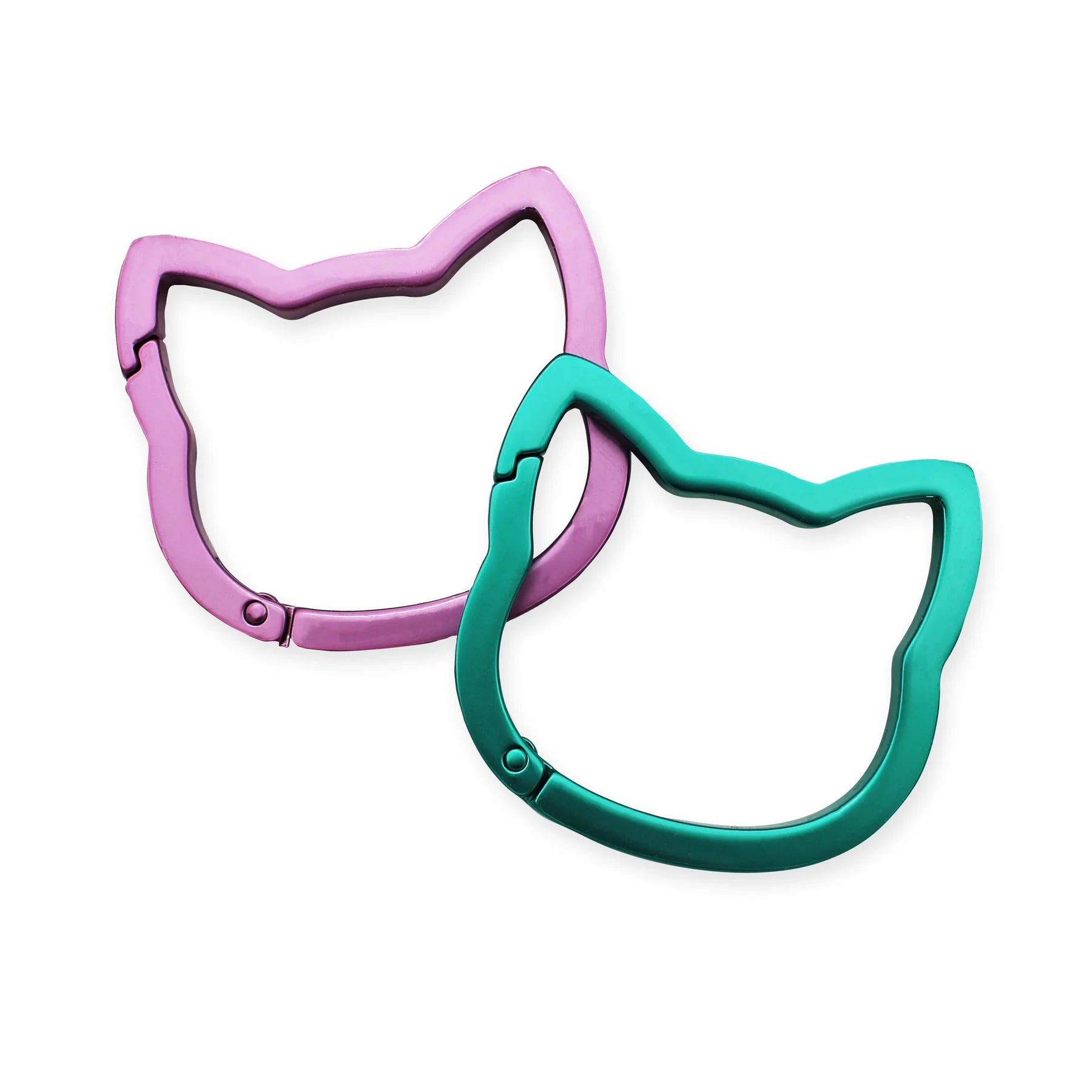 Mousquetons Chat Rose et Turquoise (Set de 2)