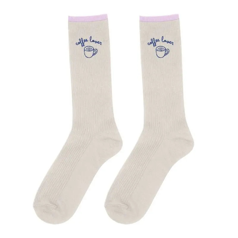 Coffee Lover Embroidered Socks