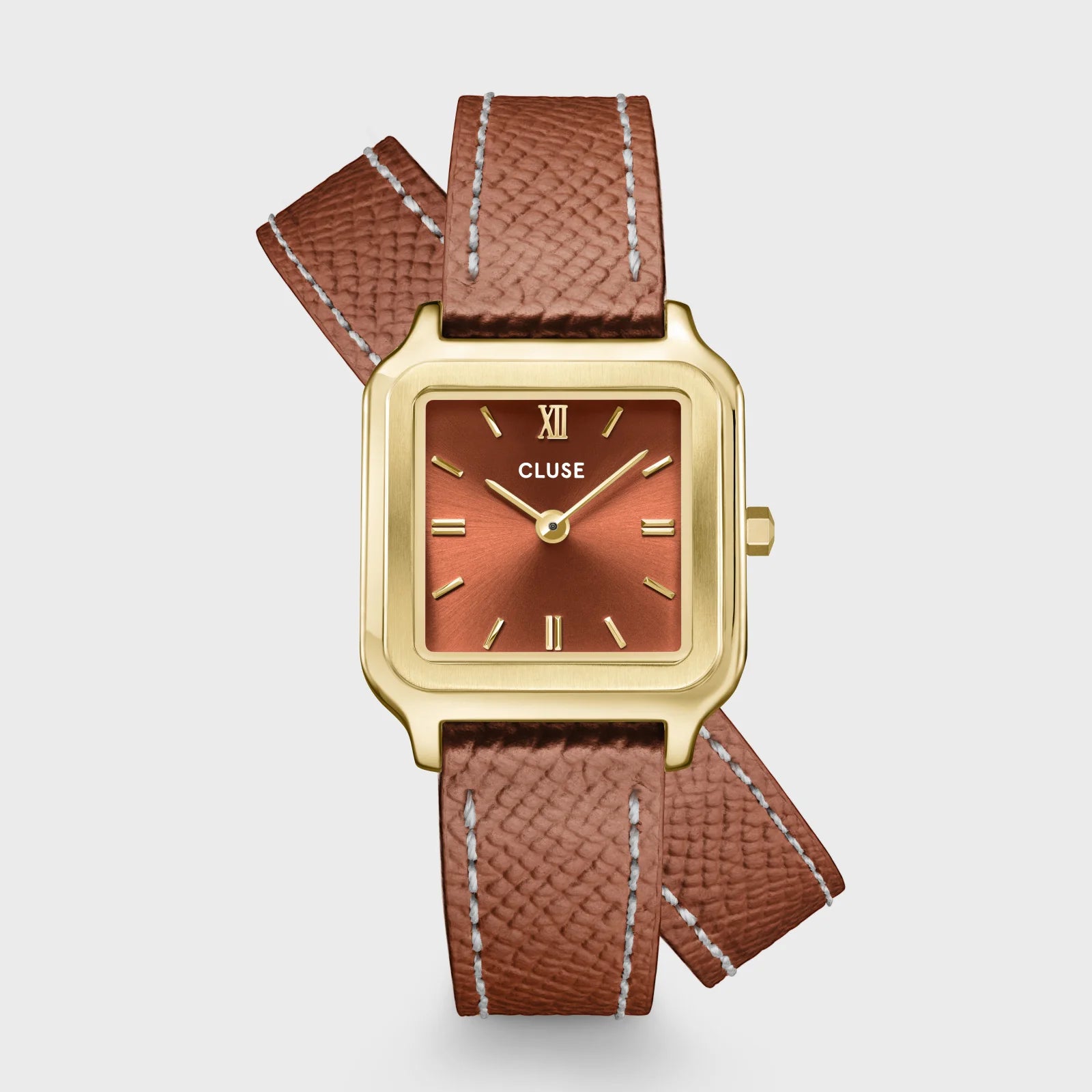 Gracieuse Petite Watch Double Leather, Nutshell, Gold