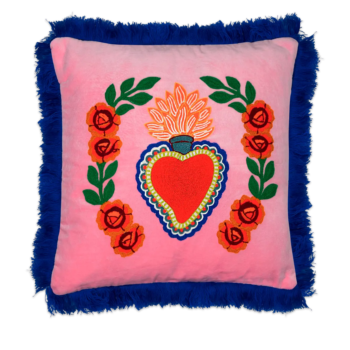Milagro Rose Heart Cushion with Fringes