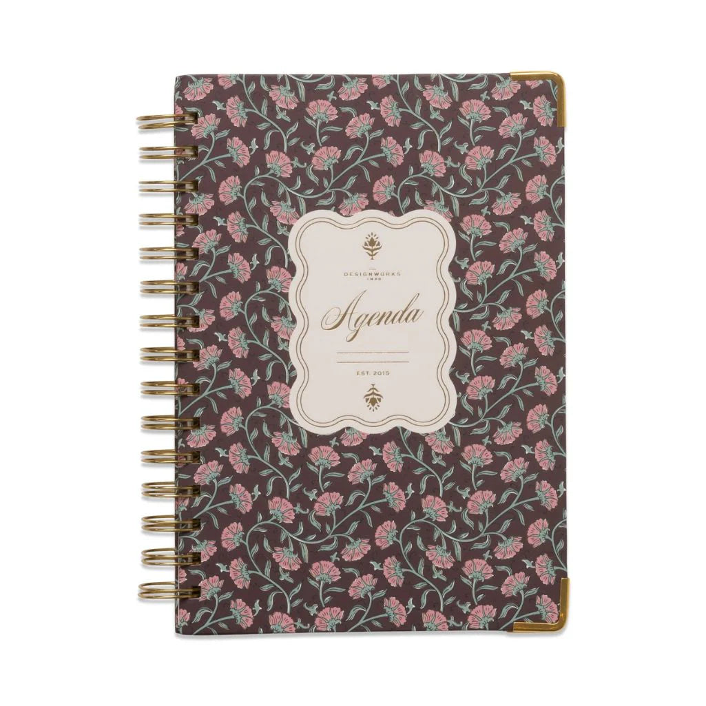 Agenda perpétuel 13 mois sans date - Burgundy Vintage Floral