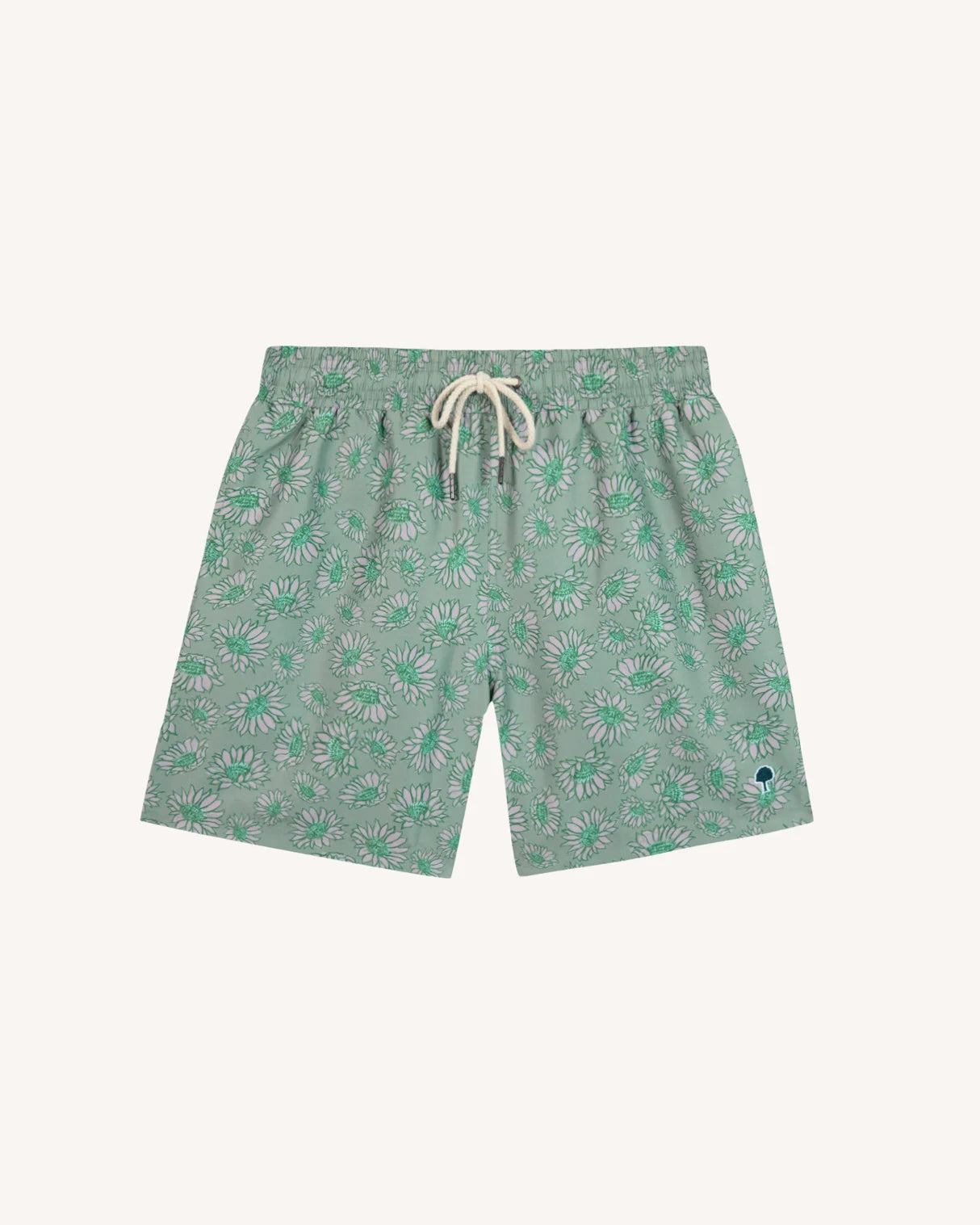 Short de bain Mimizan Tournesols vert clair et multicolore