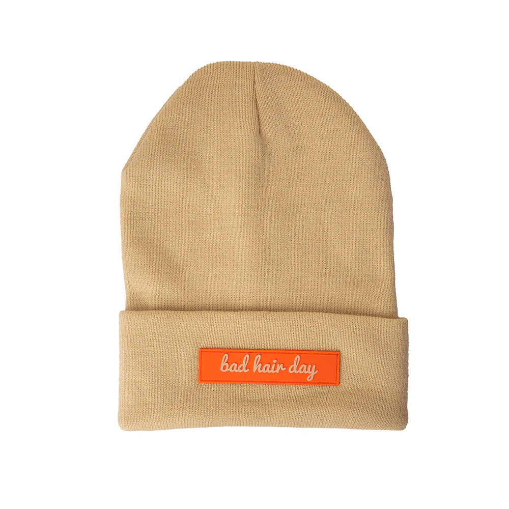"Bad Hair Day'" Beanie - Beige