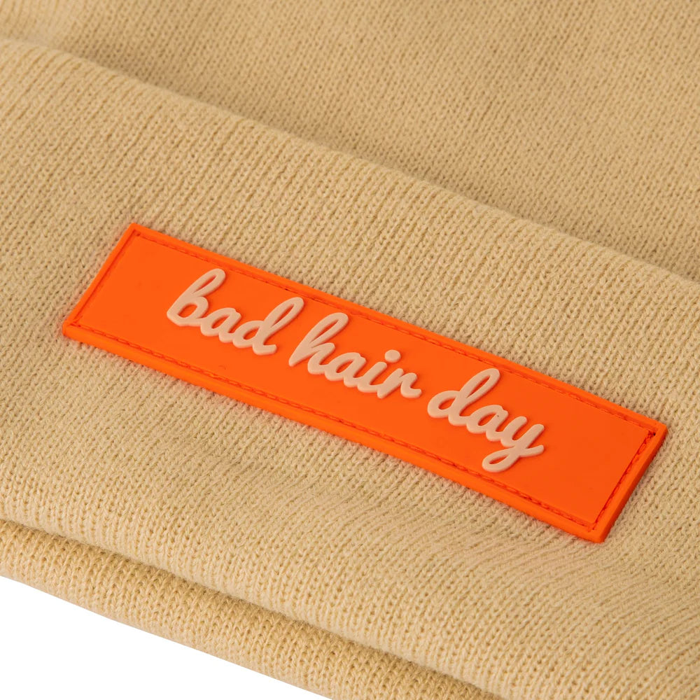"Bad Hair Day'" Beanie - Beige