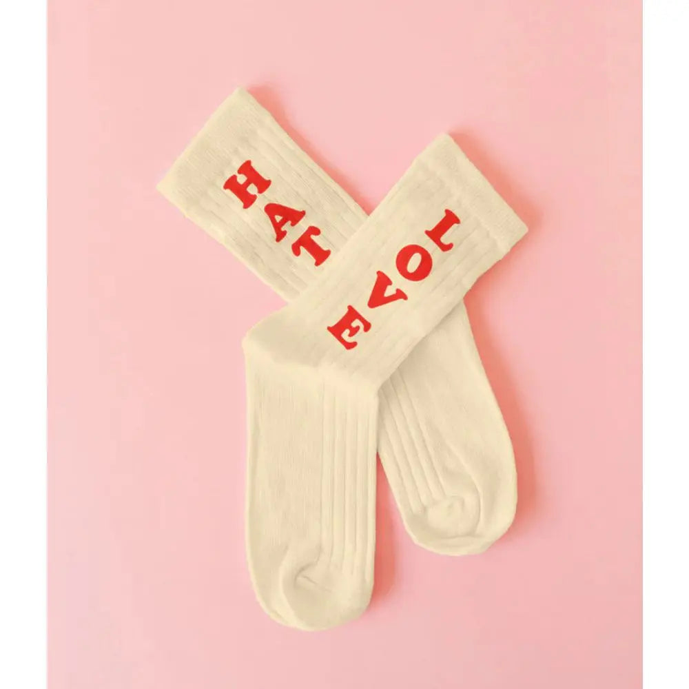 Chaussettes "Love and Hate" Beige