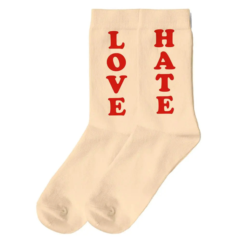 Chaussettes "Love and Hate" Beige