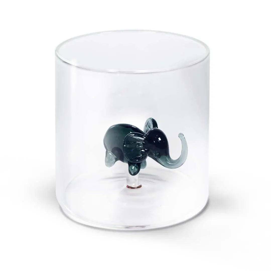 Gobelet en Verre Soufflé avec Décor - Éléphant