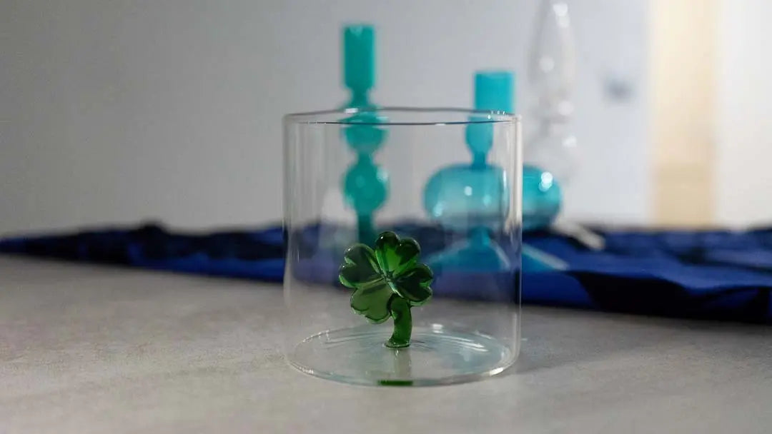 Gobelet en Verre Soufflé avec Décor - Trèfle à quatre feuilles