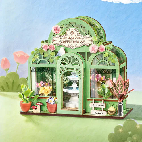 3D-puzzel - Minihuis - Tuin met groene fontein
