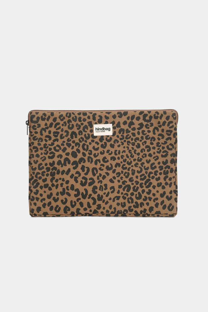 Housse Ordinateur Ava - Coton Leopard Cannelle 15"