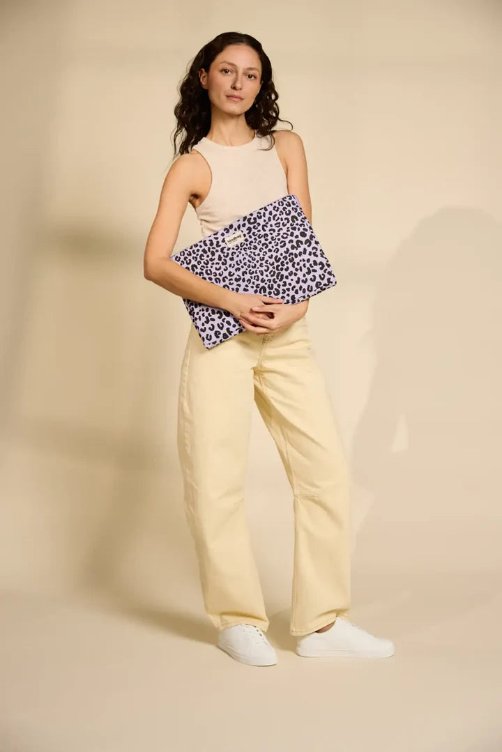 Housse Ordinateur Ava - Coton Leopard Lilas 15"