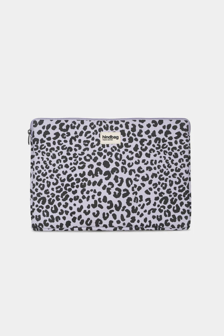 Housse Ordinateur Ava - Coton Leopard Lilas 15"