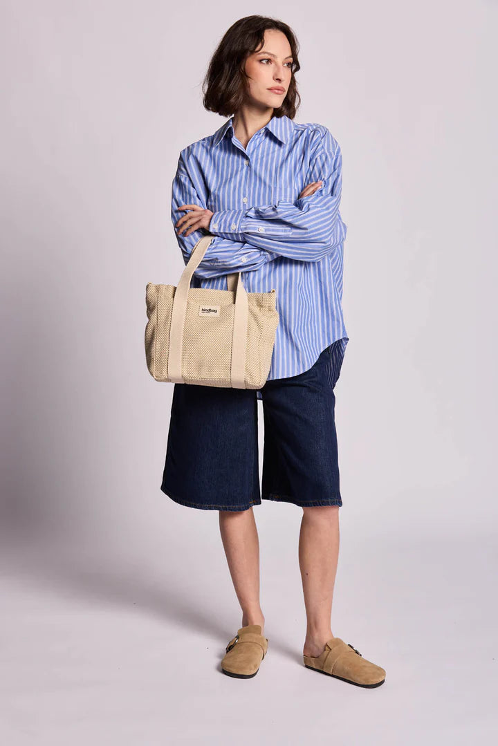 Mini Louise Woven nude Tote Bag