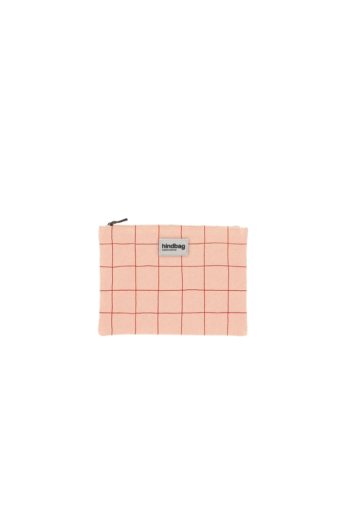 Pochette Ema - Carreaux rose/rouge