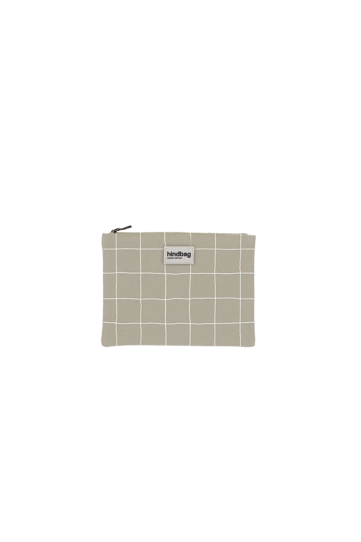 Pochette Ema - Carreaux argile vert/blanc