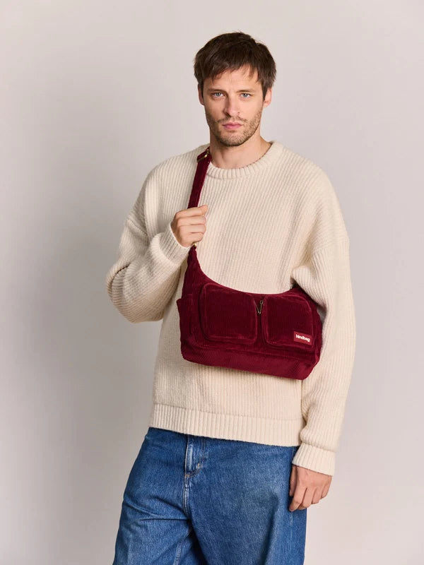 Sac Multipocket Emile velours bordeaux