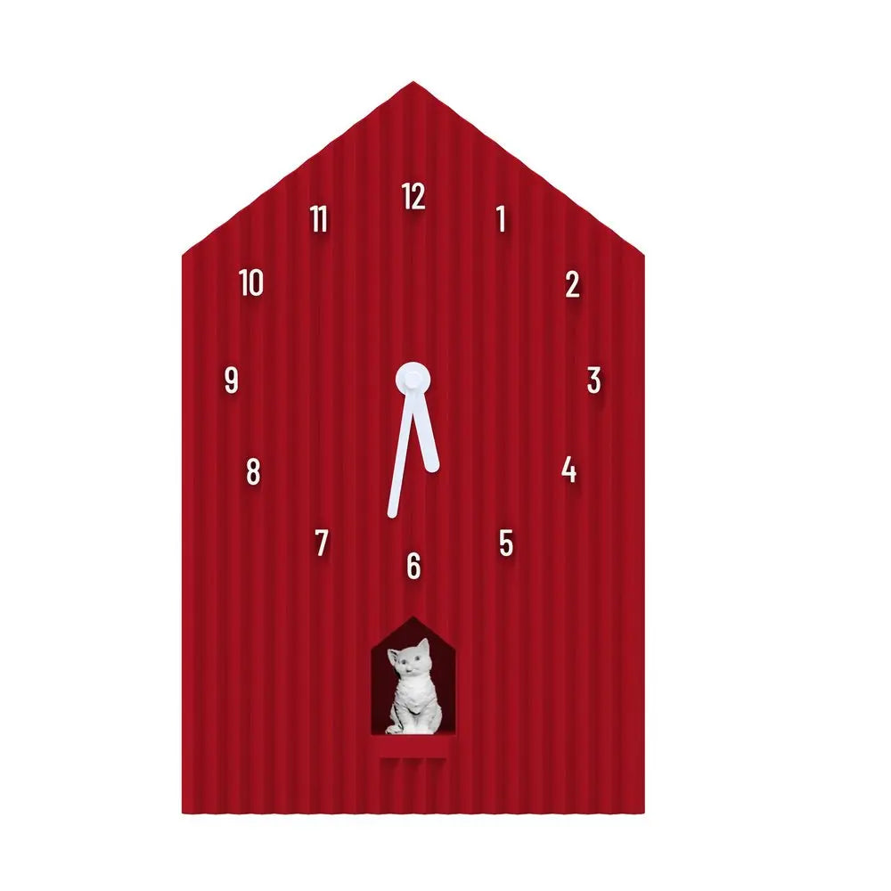Horloge Coucou murale ou d'étagère - Chat - Bordeaux