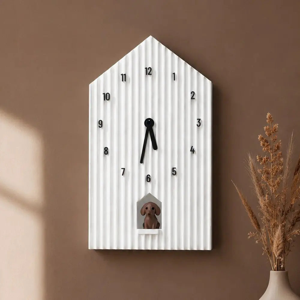 Koekoeksklok voor aan de muur of op de plank - Hond - Wit
